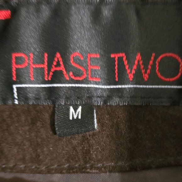 Phase Two Brown Suede Full Zip Collared Pocket Jacket Size M - Picture 7 of 8